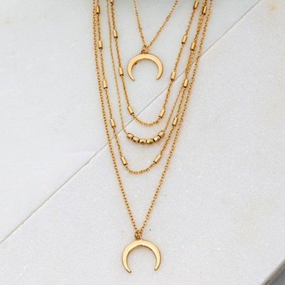 Jewelry - Aurelia Layered Necklace with Crescent Charms